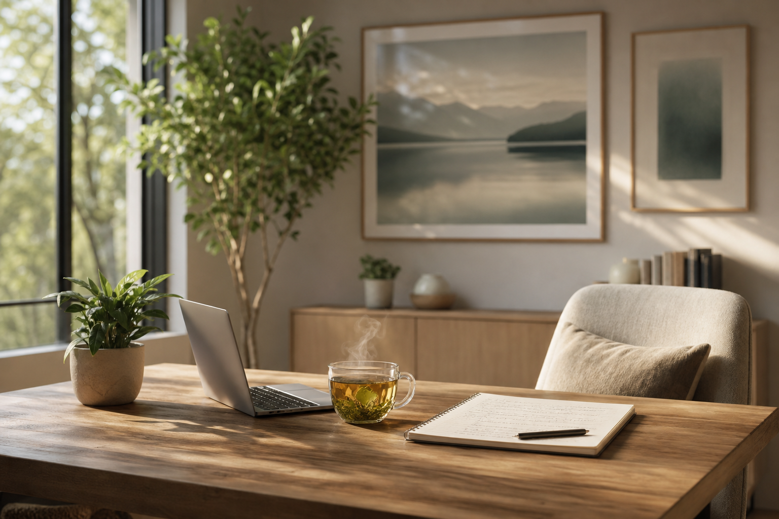 Calm and relaxing office setting